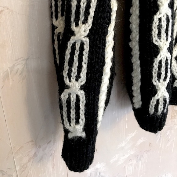 Cristina’s Black and White Shawl Neck Pullover Sweater Medium - Picture 10 of 13